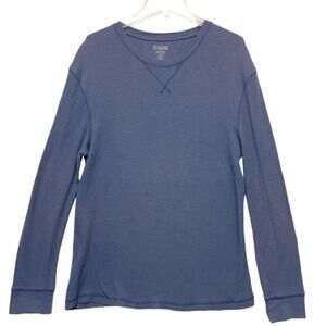 Old Navy Thermal Long Sleeve T-shirt Size Large Waffle print blue crewneck